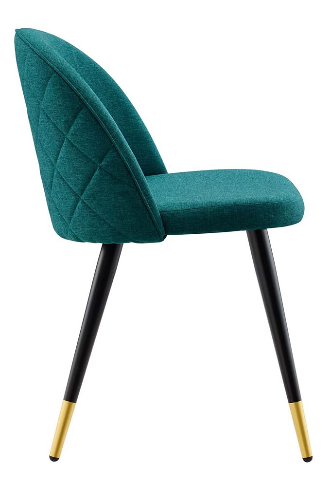 Teal Fabric Upholstered Dining Accent Chairs - Set of 2