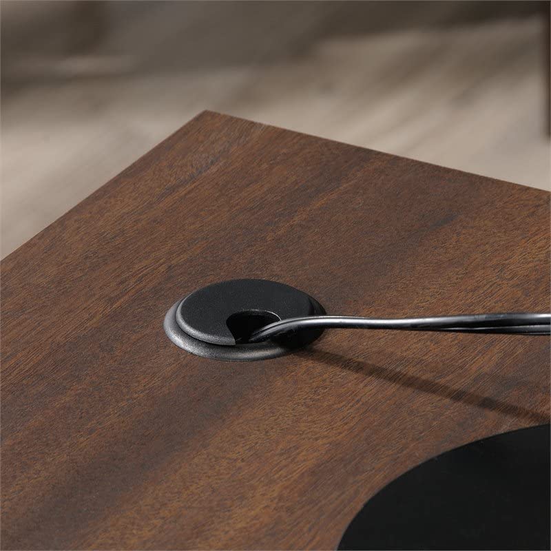 Mahogany L-Shaped Office Desk Set – 3 Piece Workstation with Hutch & Credenza