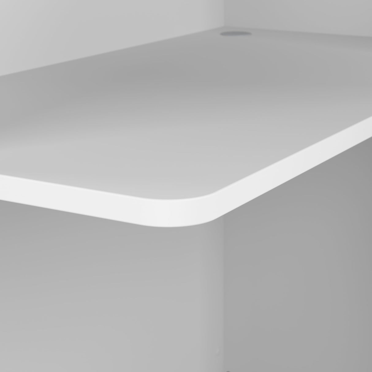 Studio 72W Reception Desk – White Finish with Storage Shelves