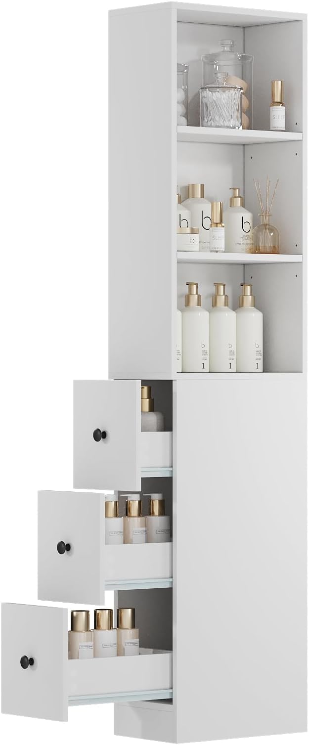 Storage Cabinet Tall Narrow Bathroom Organizer