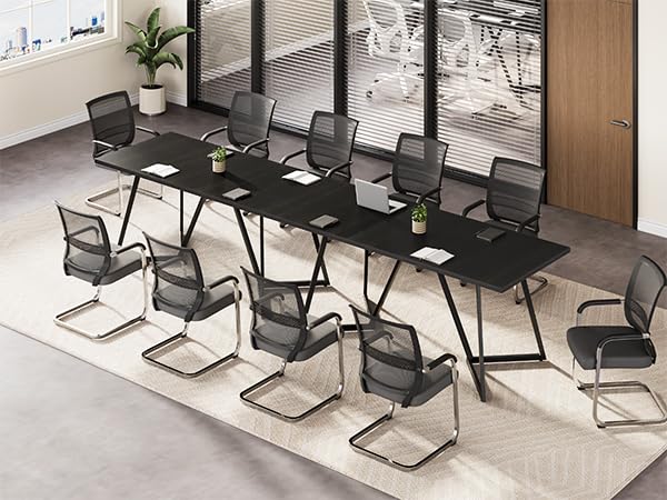 70.86-Inch Conference Table for 8, Black Conference Room Table