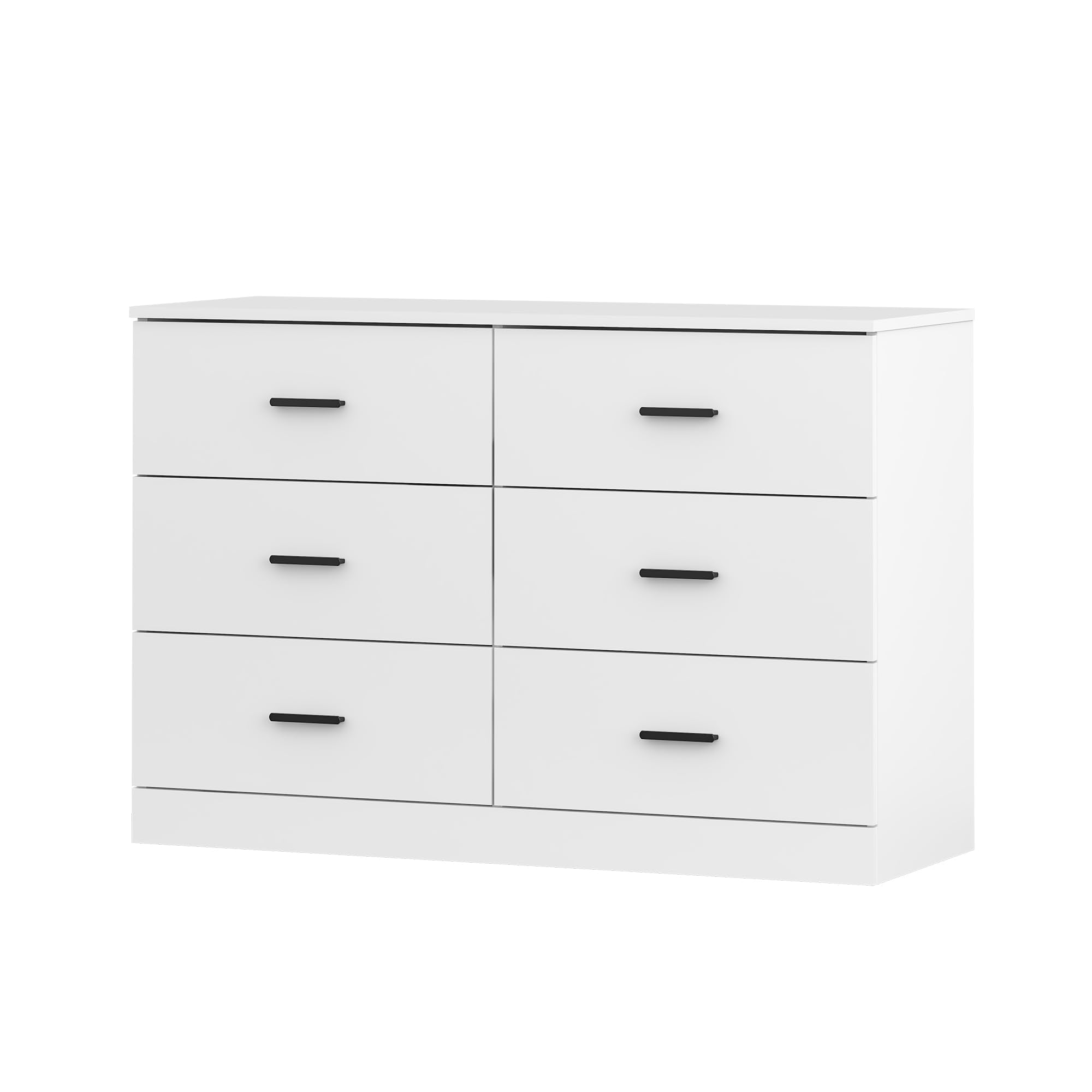Modern 6 Drawer Dresser for Bedroom, Wood Wide Chest of Drawers