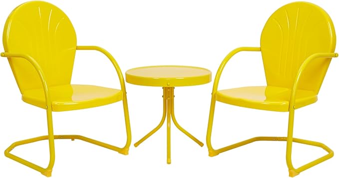 Outdoor Bistro Set, 3 Pieces Retro Metal Porch Furniture Set, All-Weather Patio Bistro Set