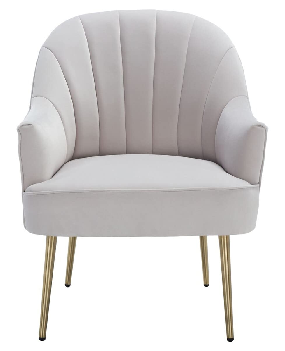 Home Collection Areli Light Grey Velvet/Gold Accent Chair