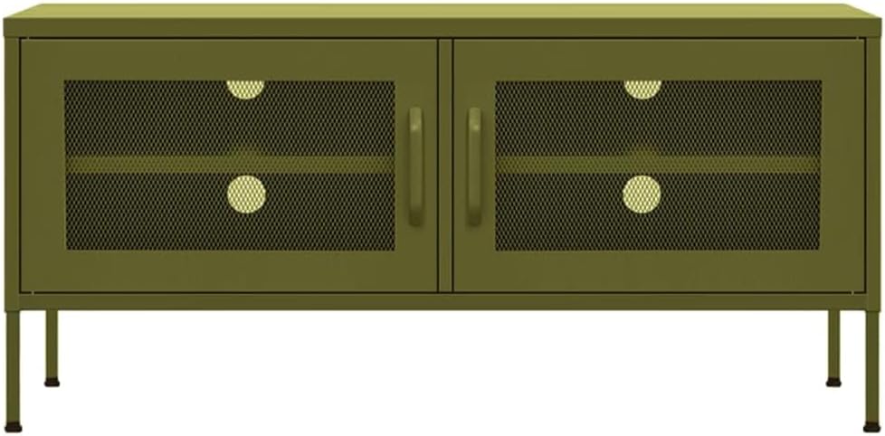 Steel TV Stand with Adjustable Levelers, Olive Green, 41.3"x13.8"x19.7"