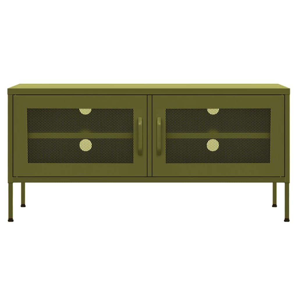 Steel TV Stand with Adjustable Levelers, Olive Green, 41.3"x13.8"x19.7"