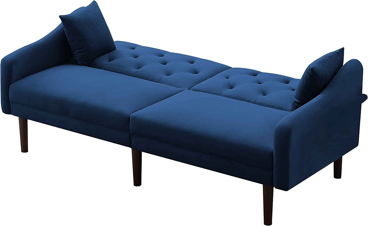 Convertible Futon Sofa Bed & Upholstered Velvet Loveseat Folding Sleeper Couch