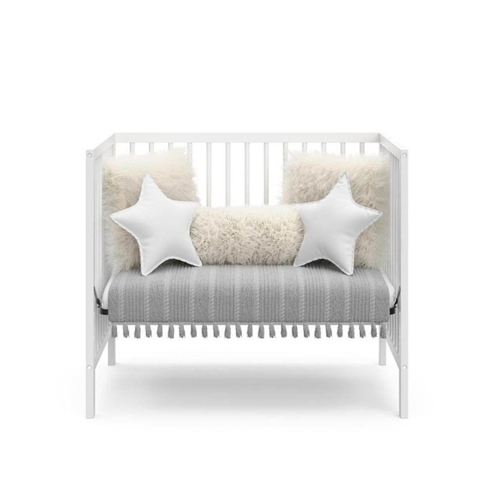 40.1" 4-in-1 Wood Convertible Mini Crib in White