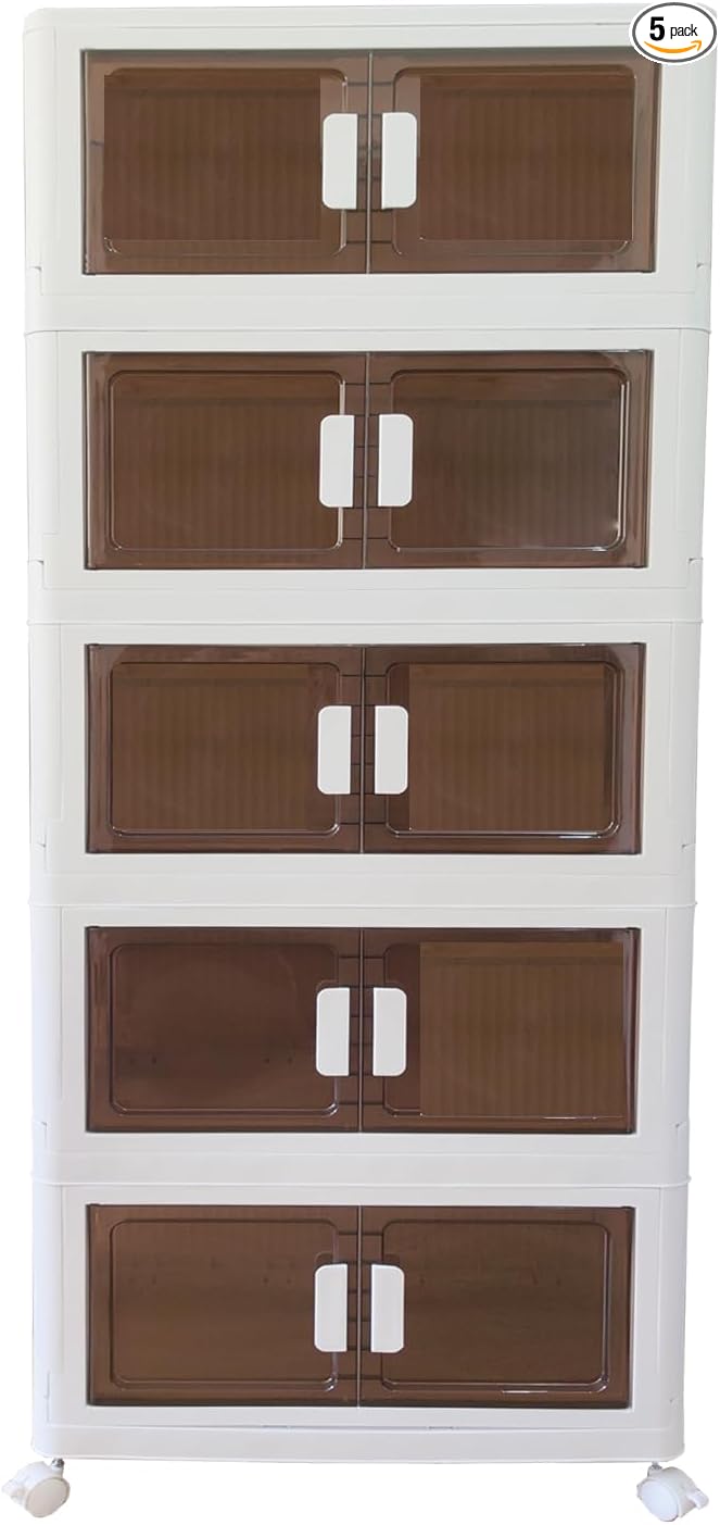 80 Gals Storage Bins with Lids - Folding Storage box with Doors and Wheels