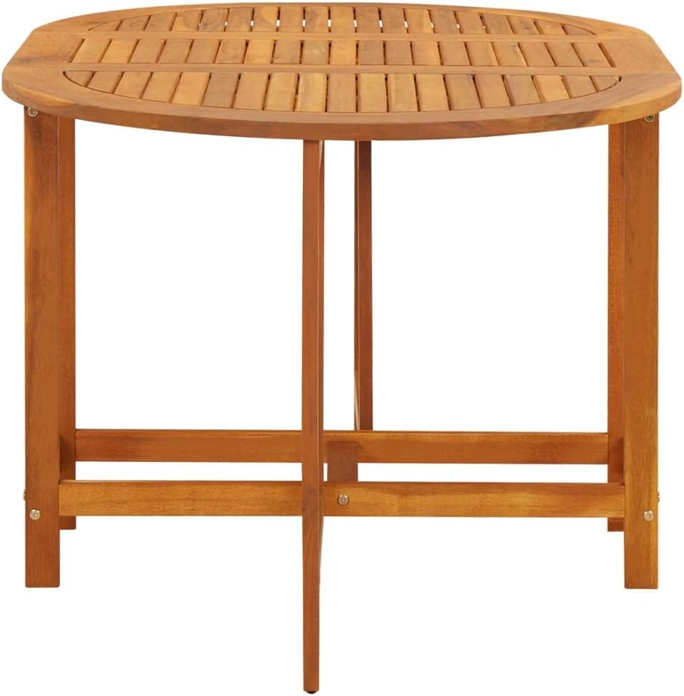 Oval Drop Leaf Patio Table - Solid Acacia Wood Outdoor Dining Furniture