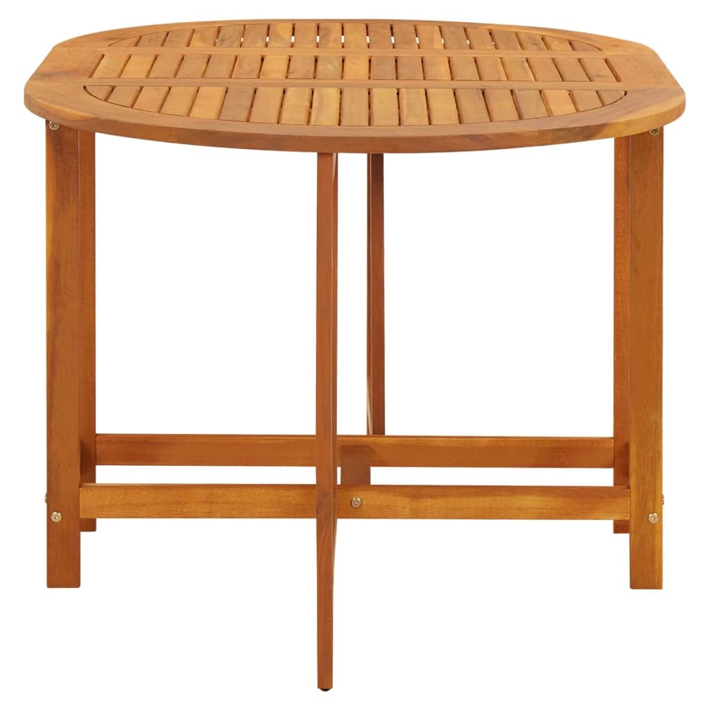 Oval Drop Leaf Patio Table - Solid Acacia Wood Outdoor Dining Furniture