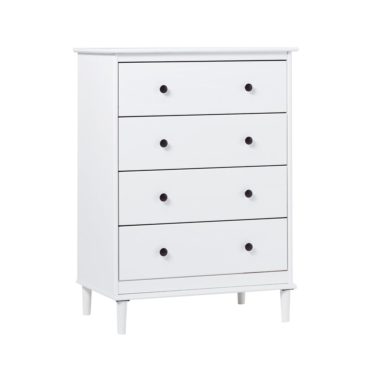 Walker Edison Modern Tall 4-Drawer Solid Wood Dresser Bedroom Storage Drawer Organizer Closet Hallway, 40 Inch, White