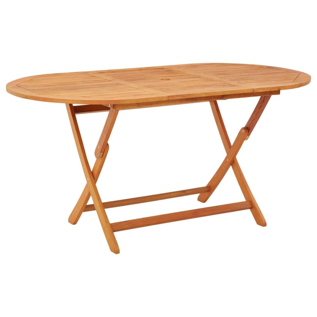 Folding Patio Table 63" Solid Eucalyptus Wood Outdoor Dining Table