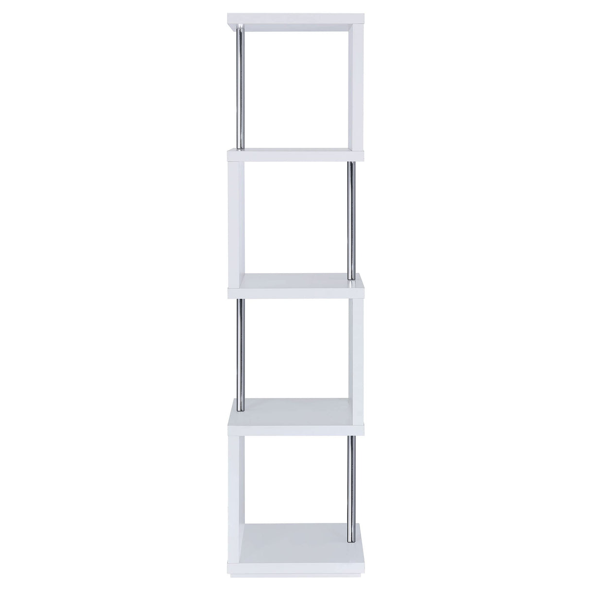 Baxter 67-inch 4-Shelf Bookshelf White and Chrome
