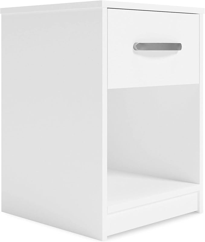 Finch Modern 1 Drawer Night Stand with Open Cubby, Black