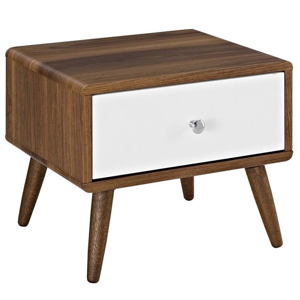 Nightstand in Walnut and White