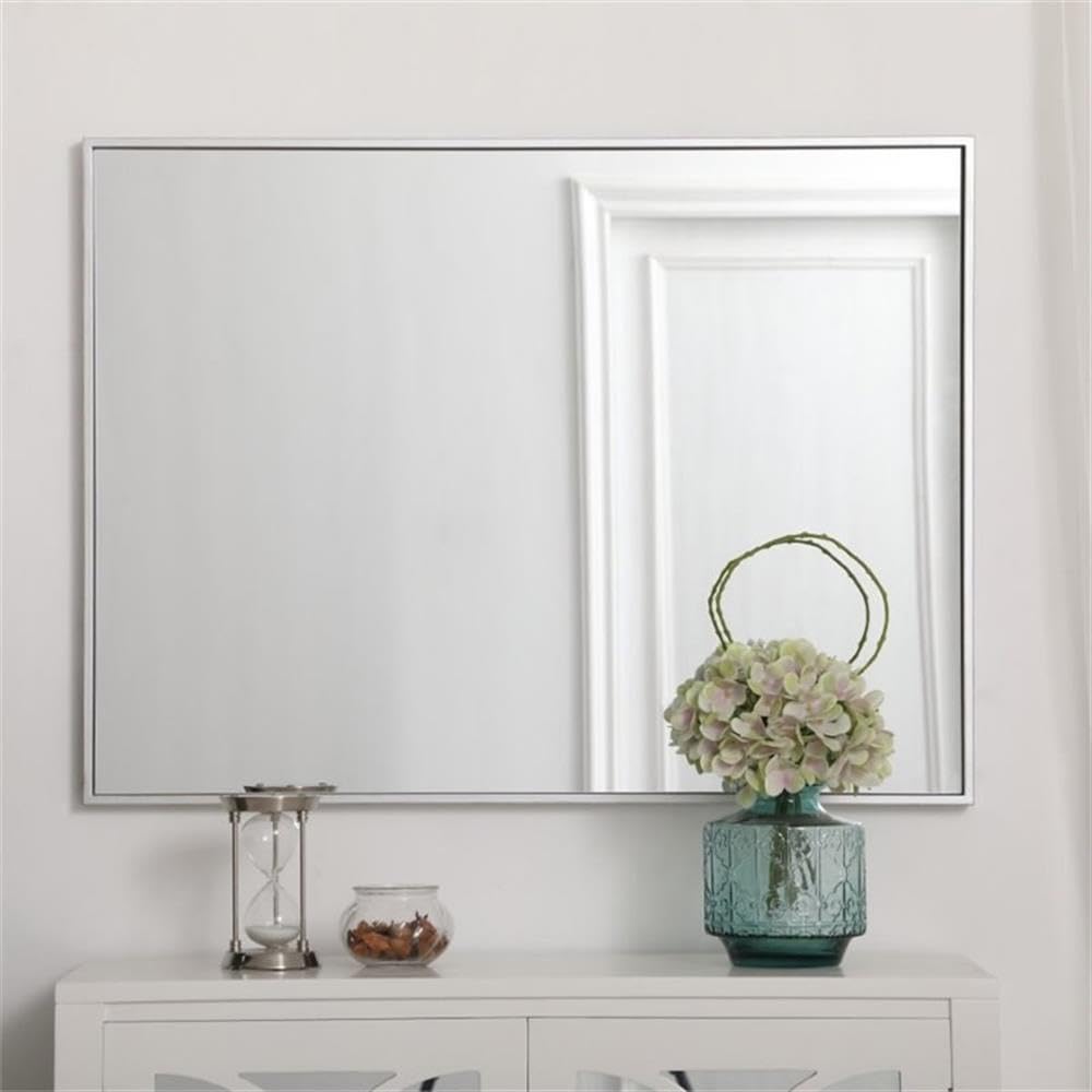 36" x 27" Contemporary Metal Frame Mirror in Silver