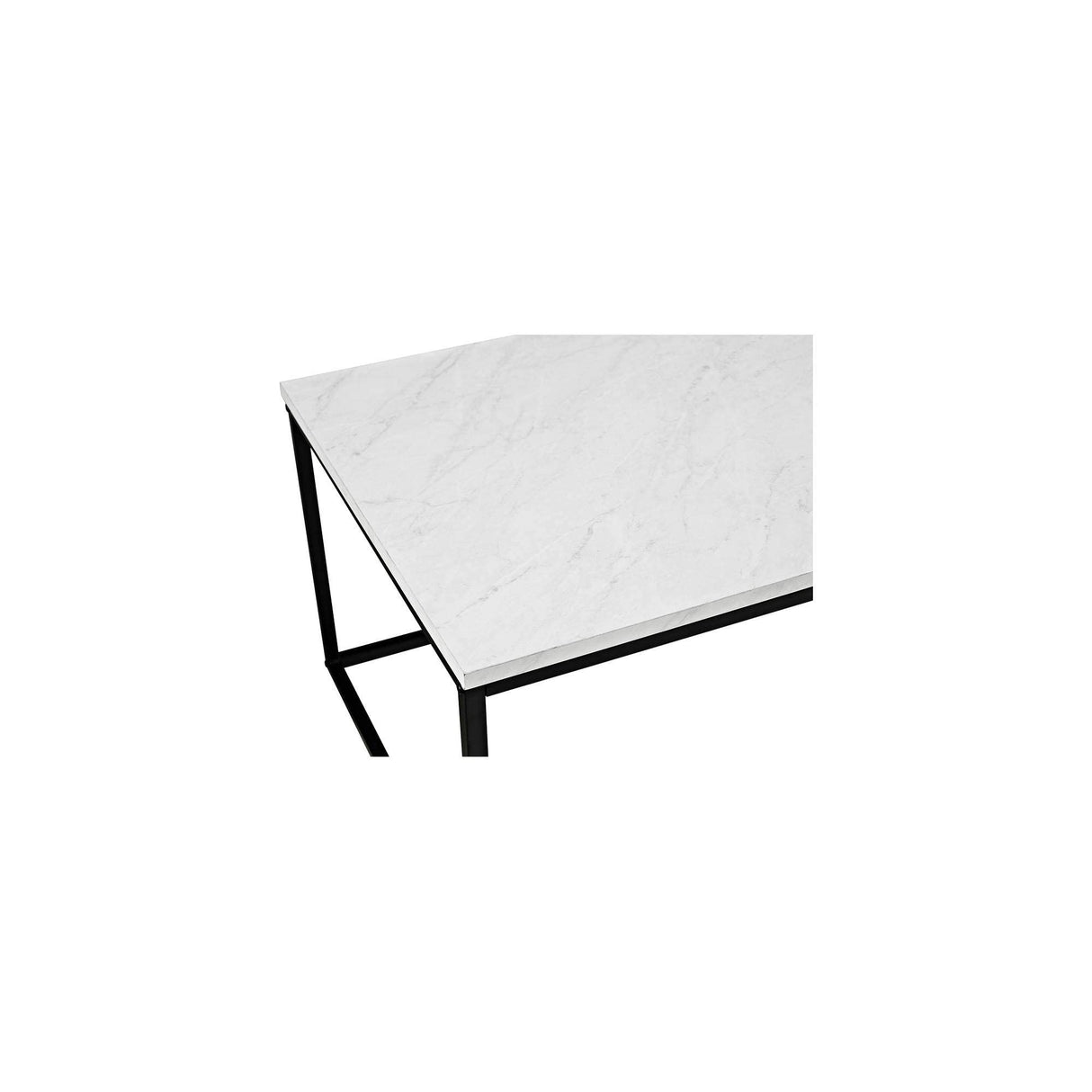 Modern Marble and Metal Frame Open Rectangle Coffee Accent Table Living Room Ottoman