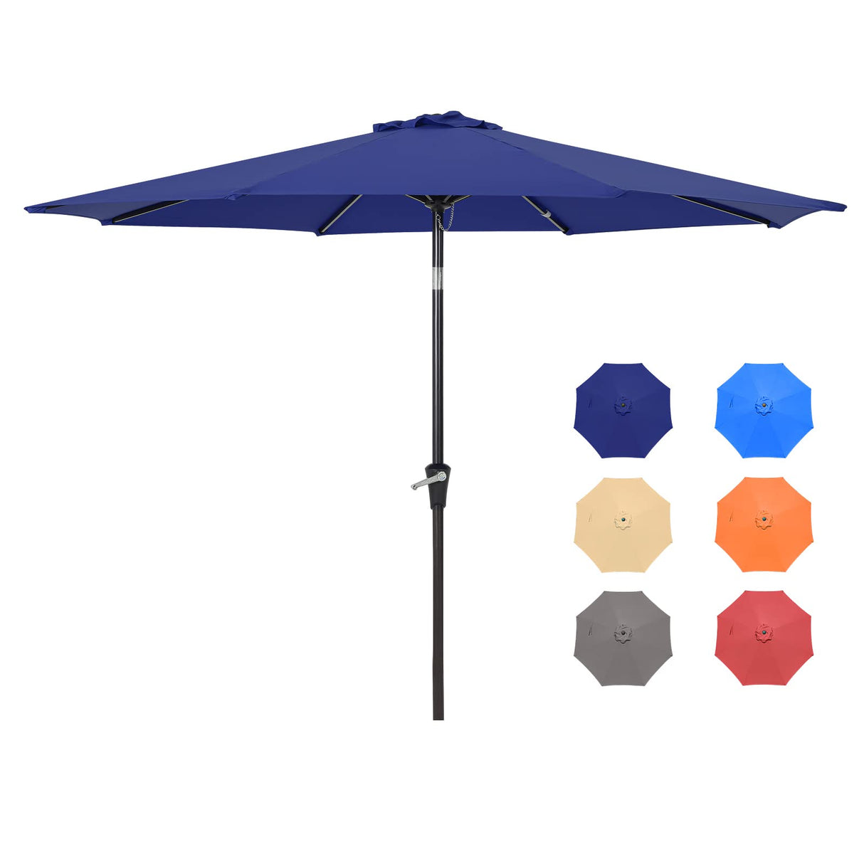 9FT Patio Umbrellas, Outdoor Patio Table Umbrella with Tilt Adjustment and Crank Lift System for Ourdoor Patio, Lawn, Backyard, Pool, Market, Navy Blue