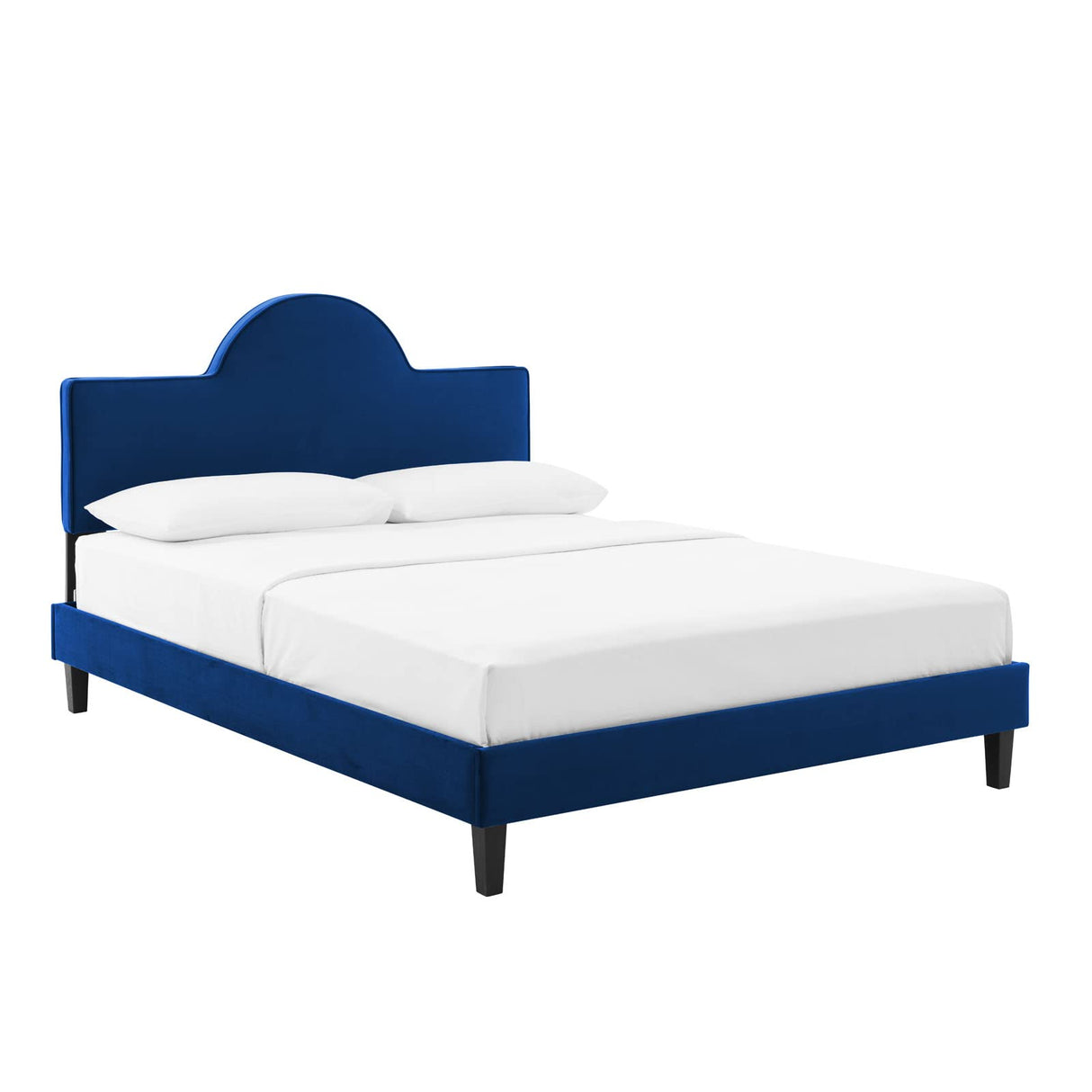 Performance Velvet King Bed in Navy Platform