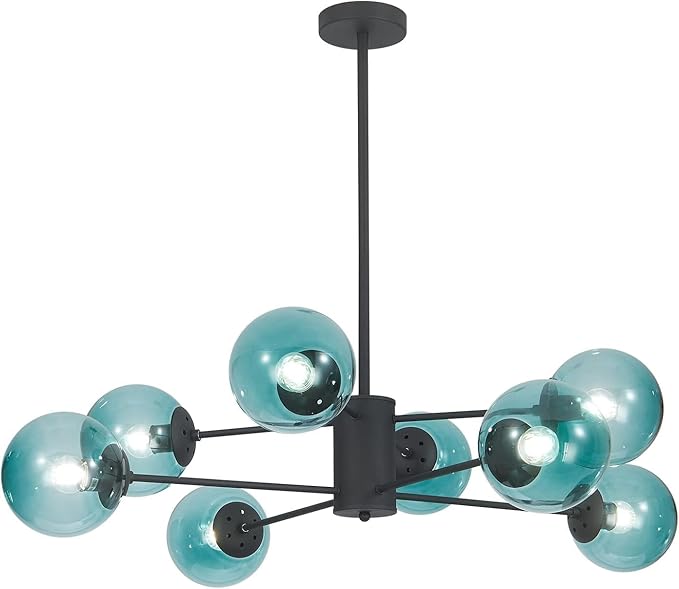 Glass Globe Chandelier Mid Century Modern Pendant Lights Black Ceiling Hanging Light