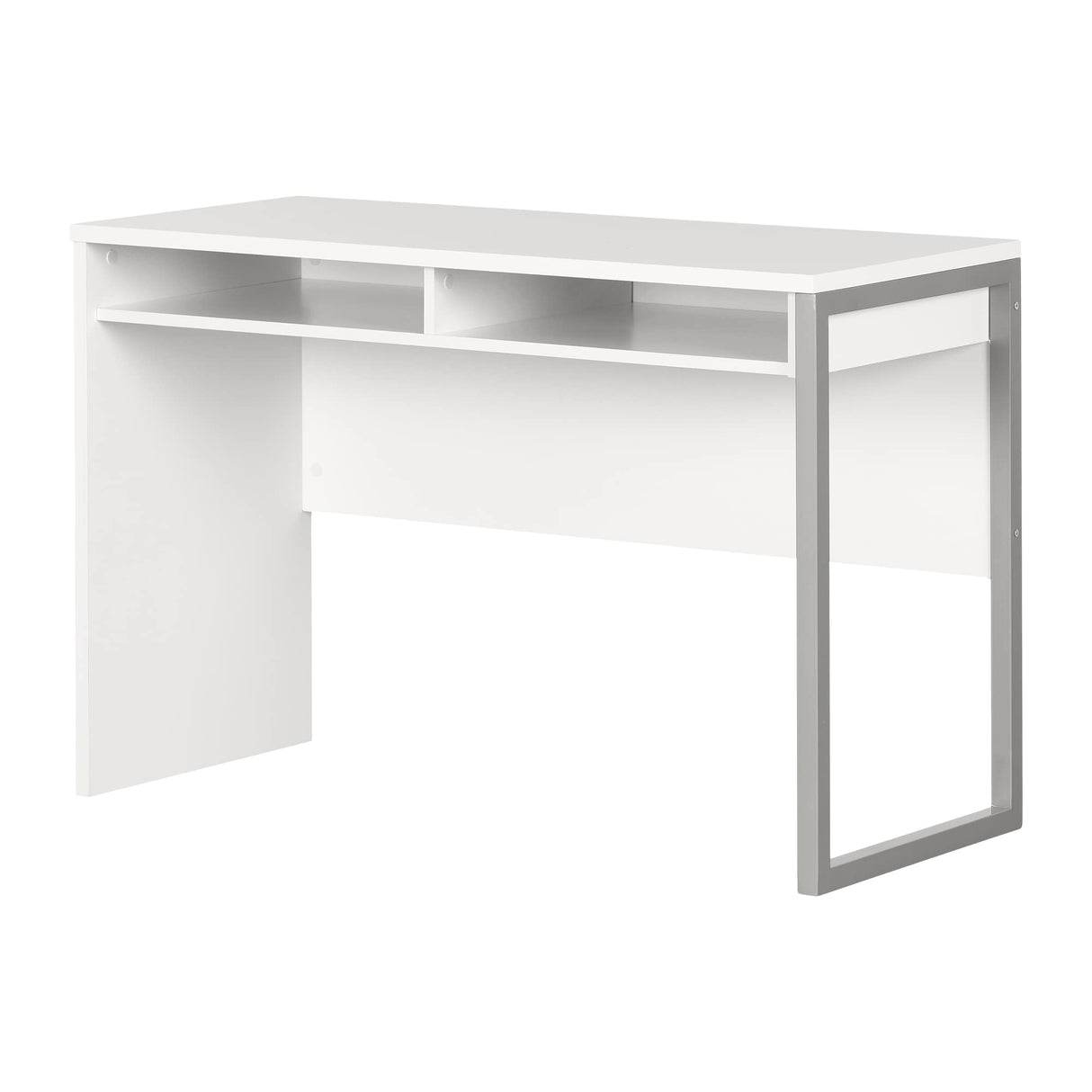 Sleek Metal Finish – Open Storage for Laptop and Tablet – Pure White - by South Shore