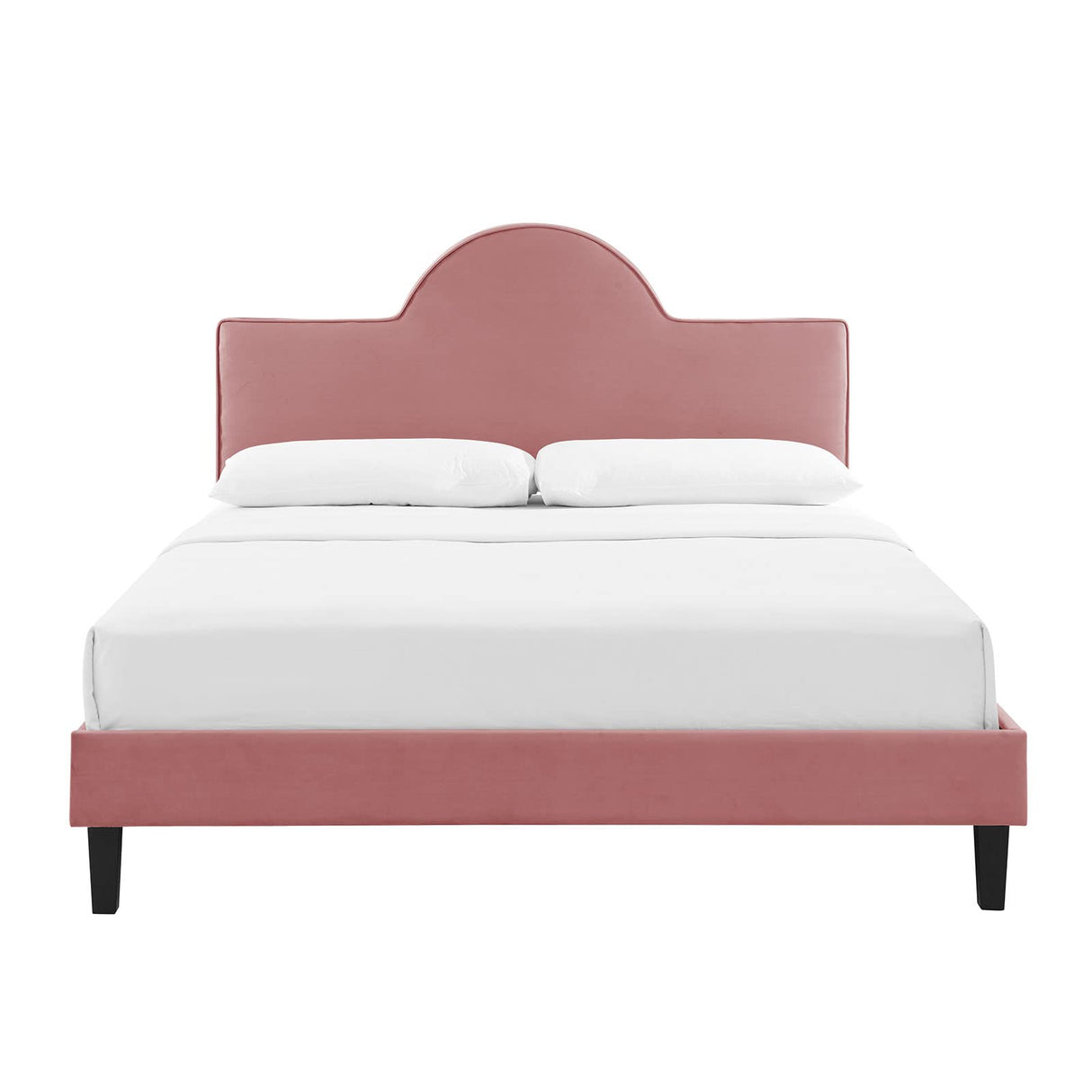 Performance Velvet Queen Bed in Dusty Rose Platform