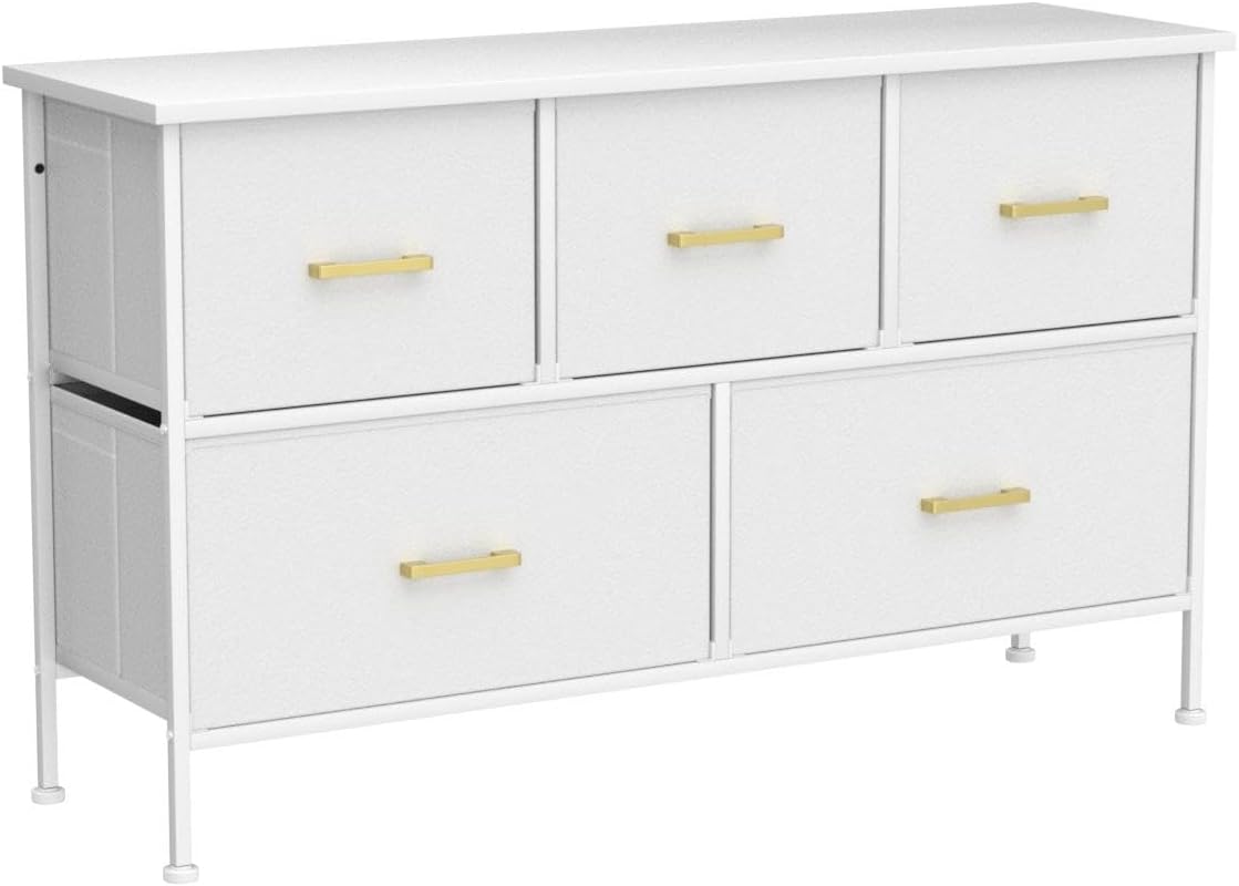 5 Drawers Dresser for Bedroom, White Dresser