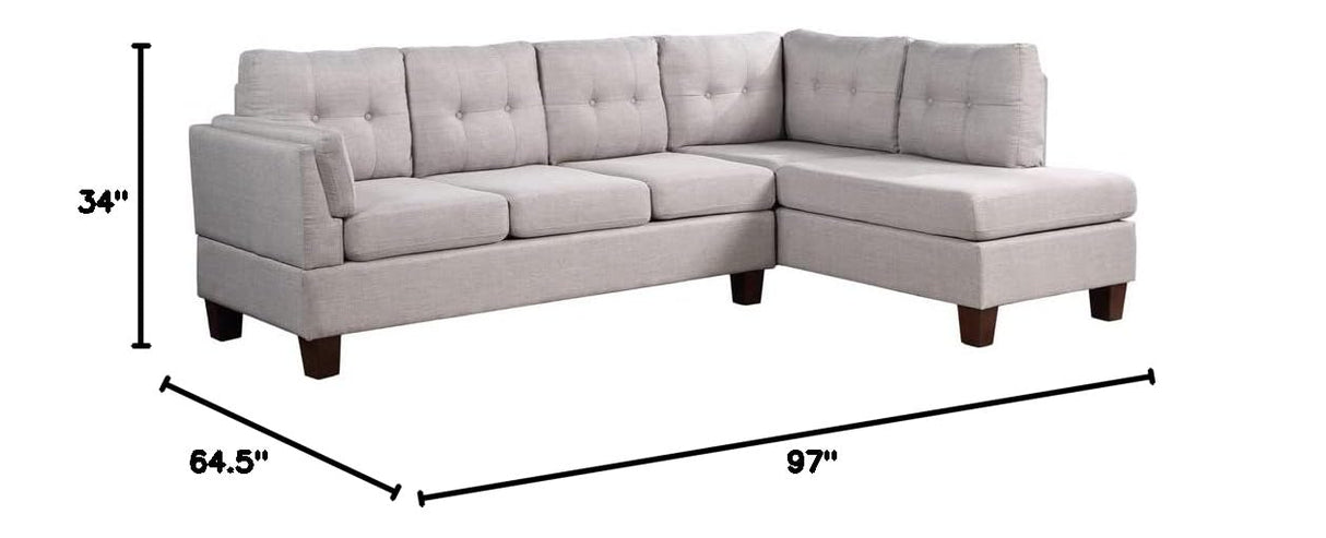 Linen Modern Sectional Sofa with Right Facing Chaise