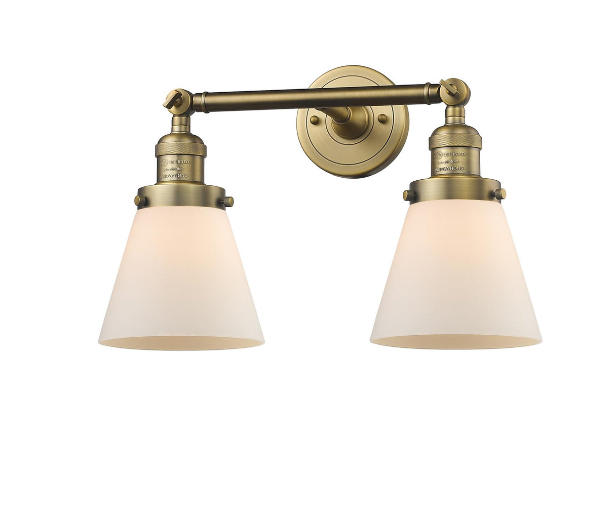 Innovations 208-BB-G61-LED 2 Light Vintage Dimmable LED Bathroom Fixture, Brushed Brass