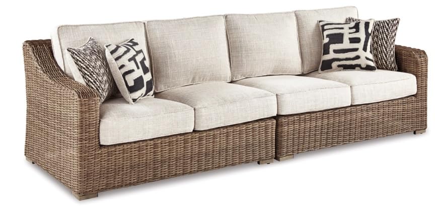 Signature Design by Ashley Beachcroft Outdoor Three Piece Wicker Patio Sectional