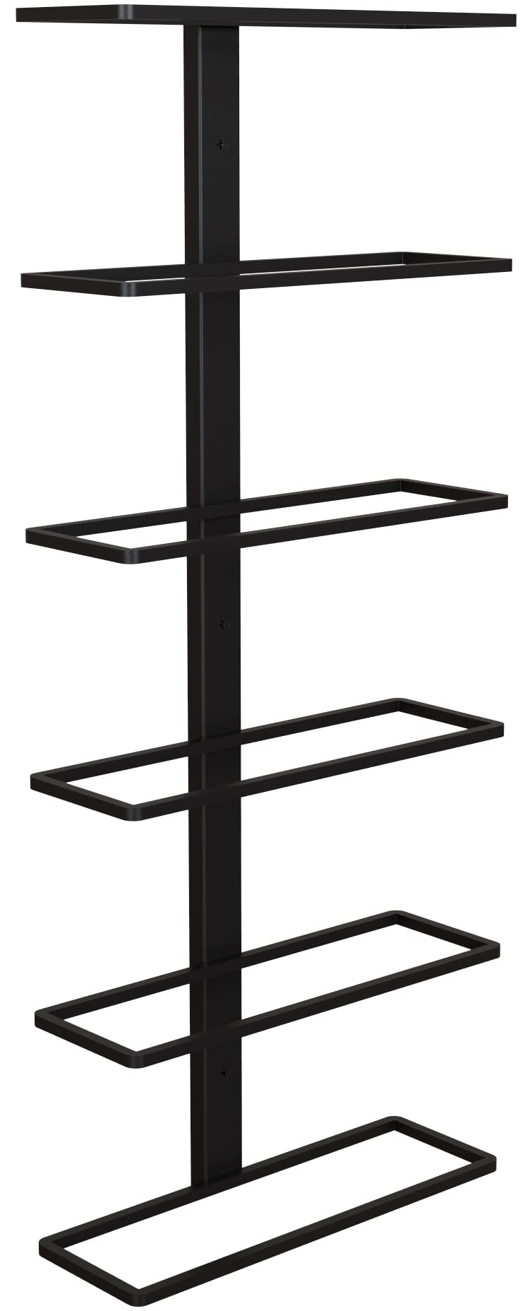 Wall Series - Center Frame Metal Wall Mount Wine Bottle Rack, Black (6 Bottles)
