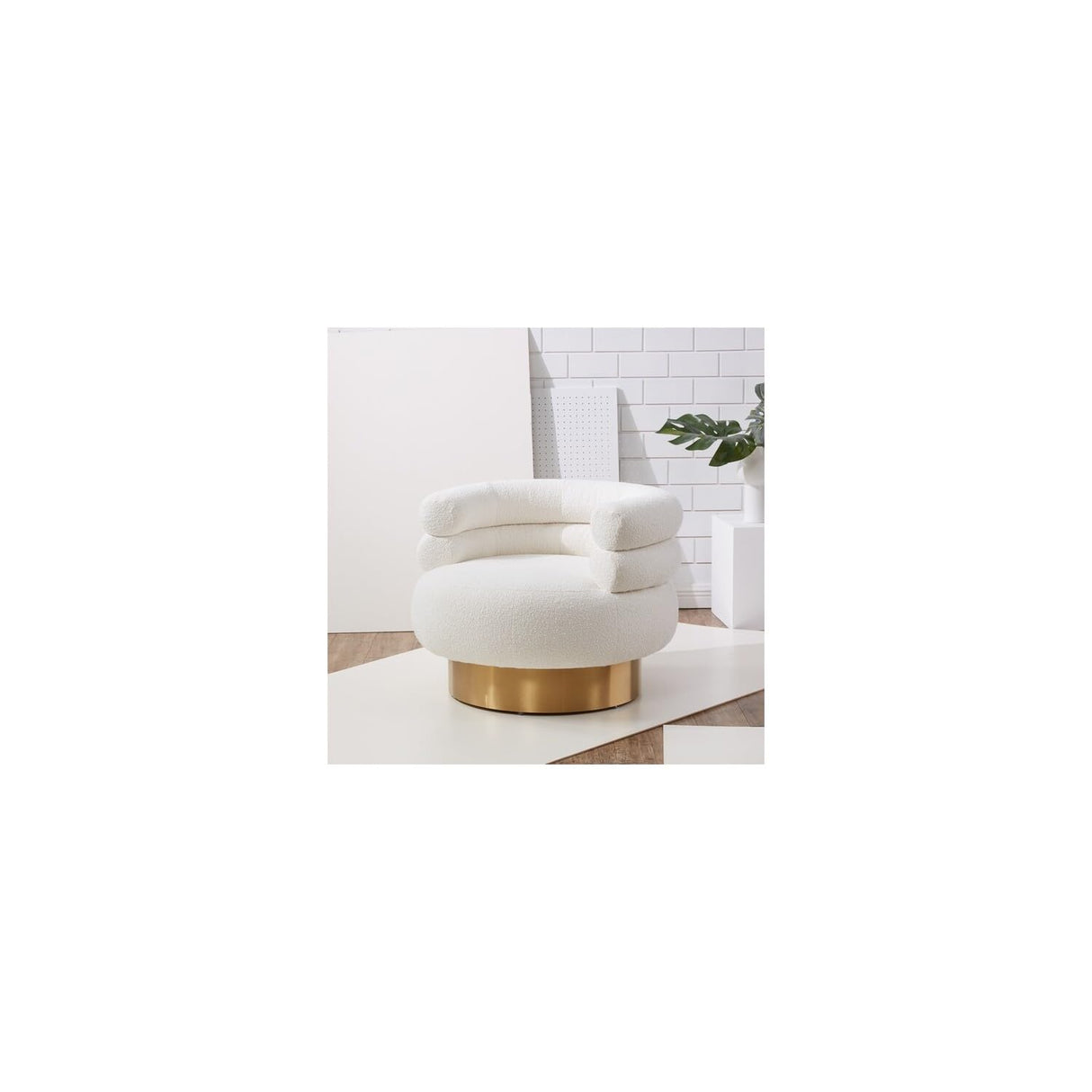 Wendell Swivel SFV4802A Chair, Ivory/Gold