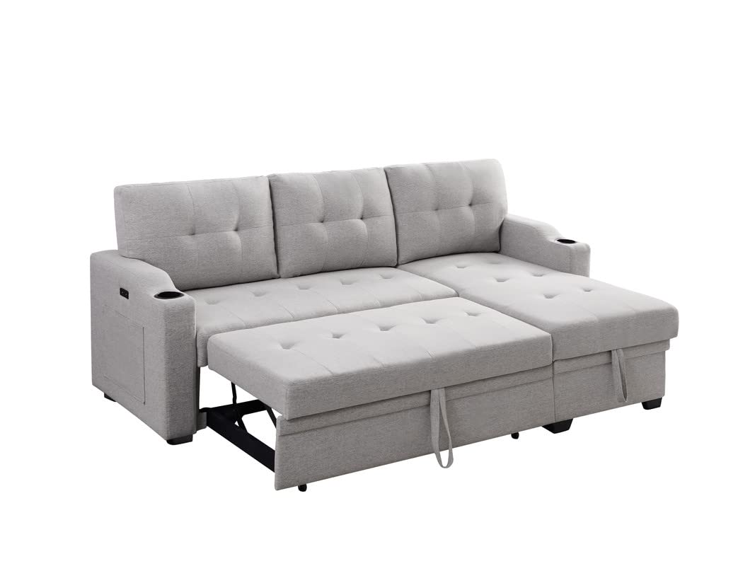 Upholstery Tufted Sofa&Couch,L-Shaped Corner Reversible Sleeper Sectional Sofa