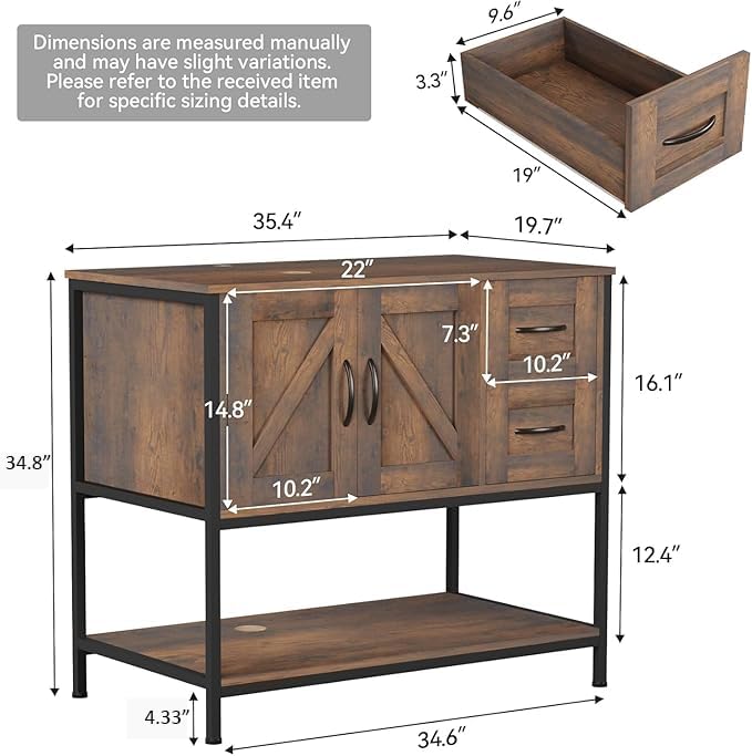 YOURLITE Bathroom Vanity, 36" Bathroom Vanity with Sink Combo Set, Dark Brown Modern Wood Bathroom Cabinet with White Ceramic Bathroom Sink
