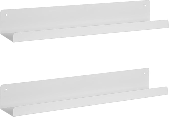 Mezzo Modern Metal Ledge Shelf, 24", Black, Set of 2, Contemporary Floating Shelves
