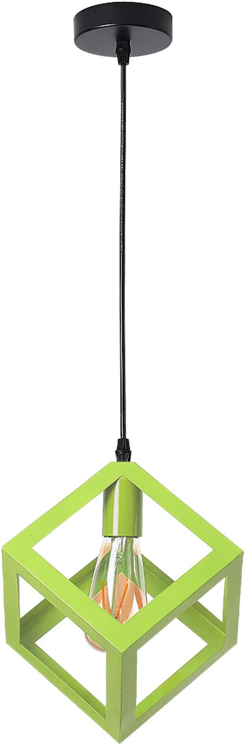 Retro Cage Pendant Light Industrial Cube Metal Pendant Lights Accessory Ceiling E27