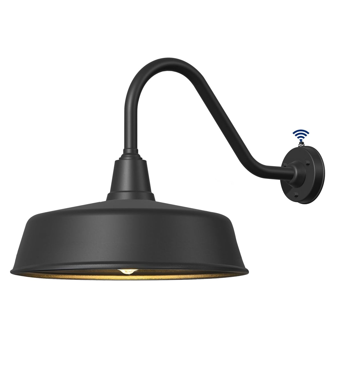 18 Inch Large Dusk to Dawn Outdoor Gooseneck Barn Lights, Classic Black Farmhouse