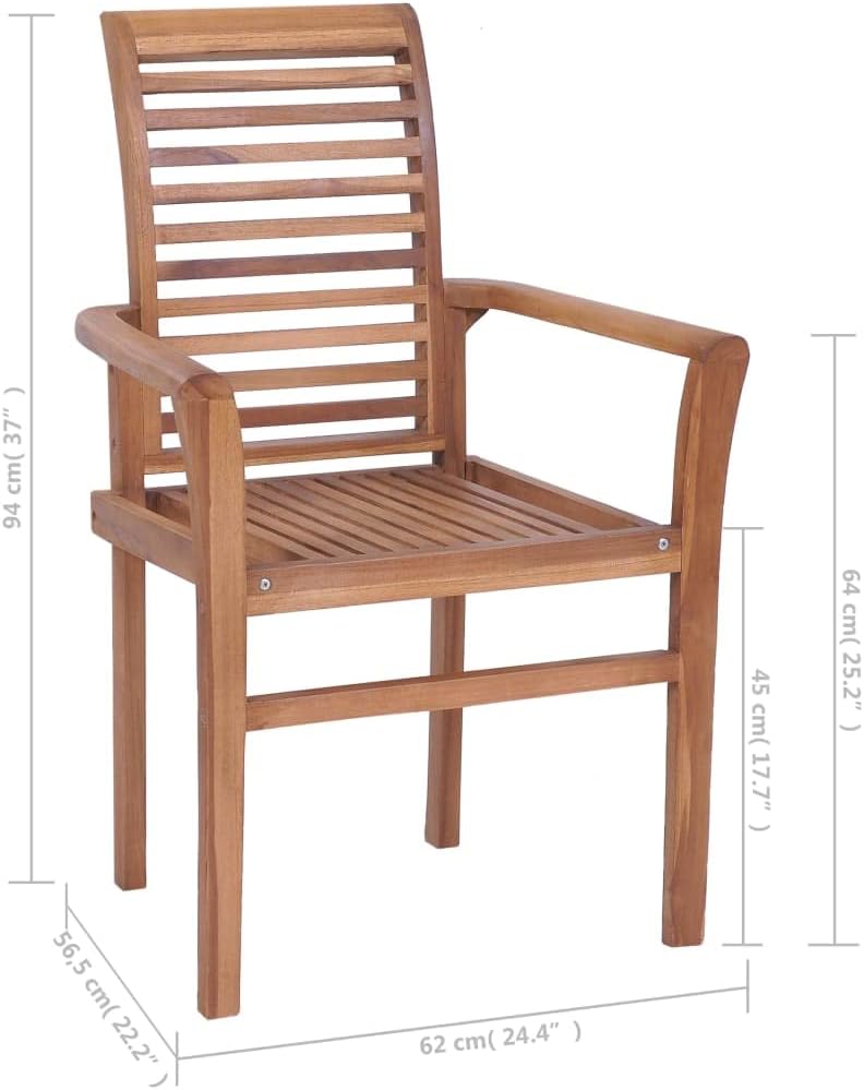 Solid Teak Wood Dining Chairs -Set of 6 | Stacking