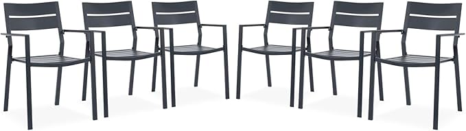 Patio Dining Chairs Set of 2, Metal Stackable Outdoor Chairs with Armrest