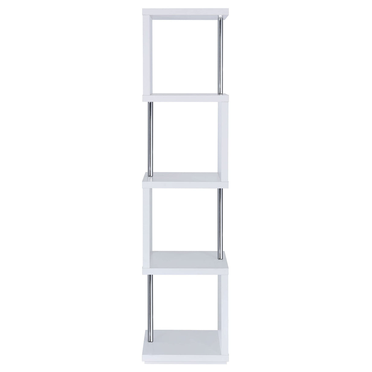 Baxter 67-inch 4-Shelf Bookshelf White and Chrome