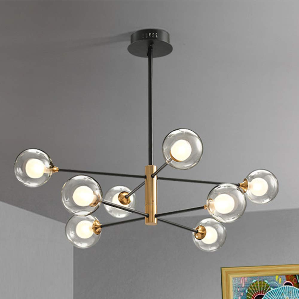 Lighting Modern Chandeliers with Clear Glass Globe Shade 8 Lights