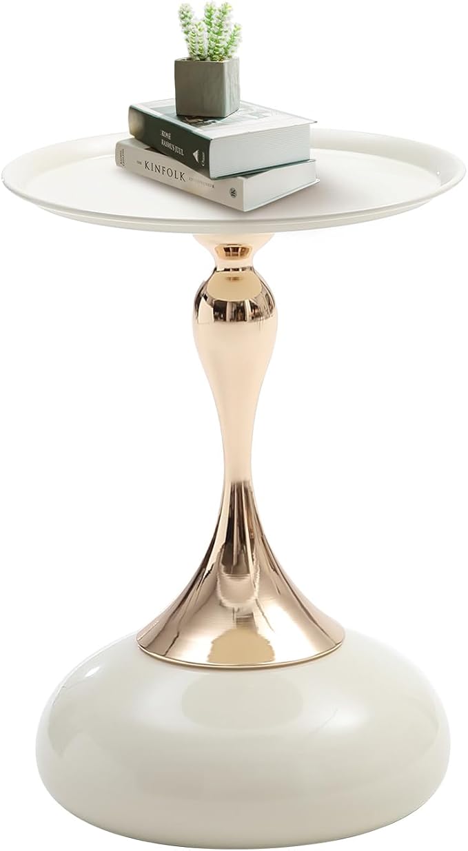 Small Black Round Side Table Pedestal for Small Spaces