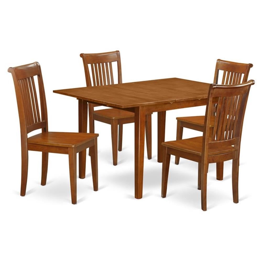 MLPO5-SBR-W Milan 5 Piece Set Includes a Rectangle Dining Room Table with Butterfly