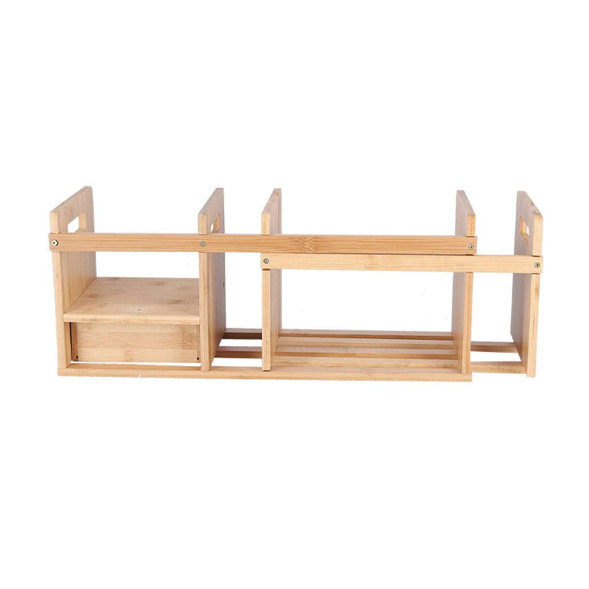Bamboo Bookshelf, Adjustable Desktop Organizer Lightweight Stable for Home for
