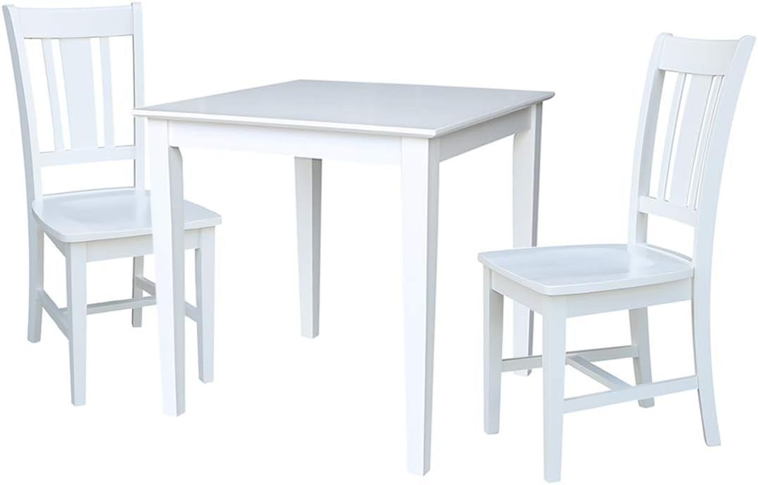 30X30 2 San Remo Chairs Dining Table, White
