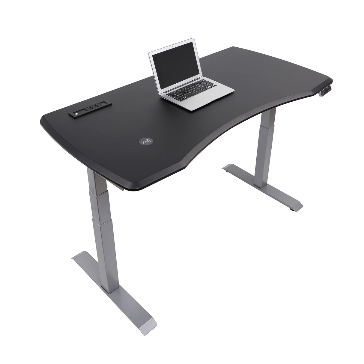 Electric 60"W Height-Adjustable Standing Desk with Wireless Charging, Black
