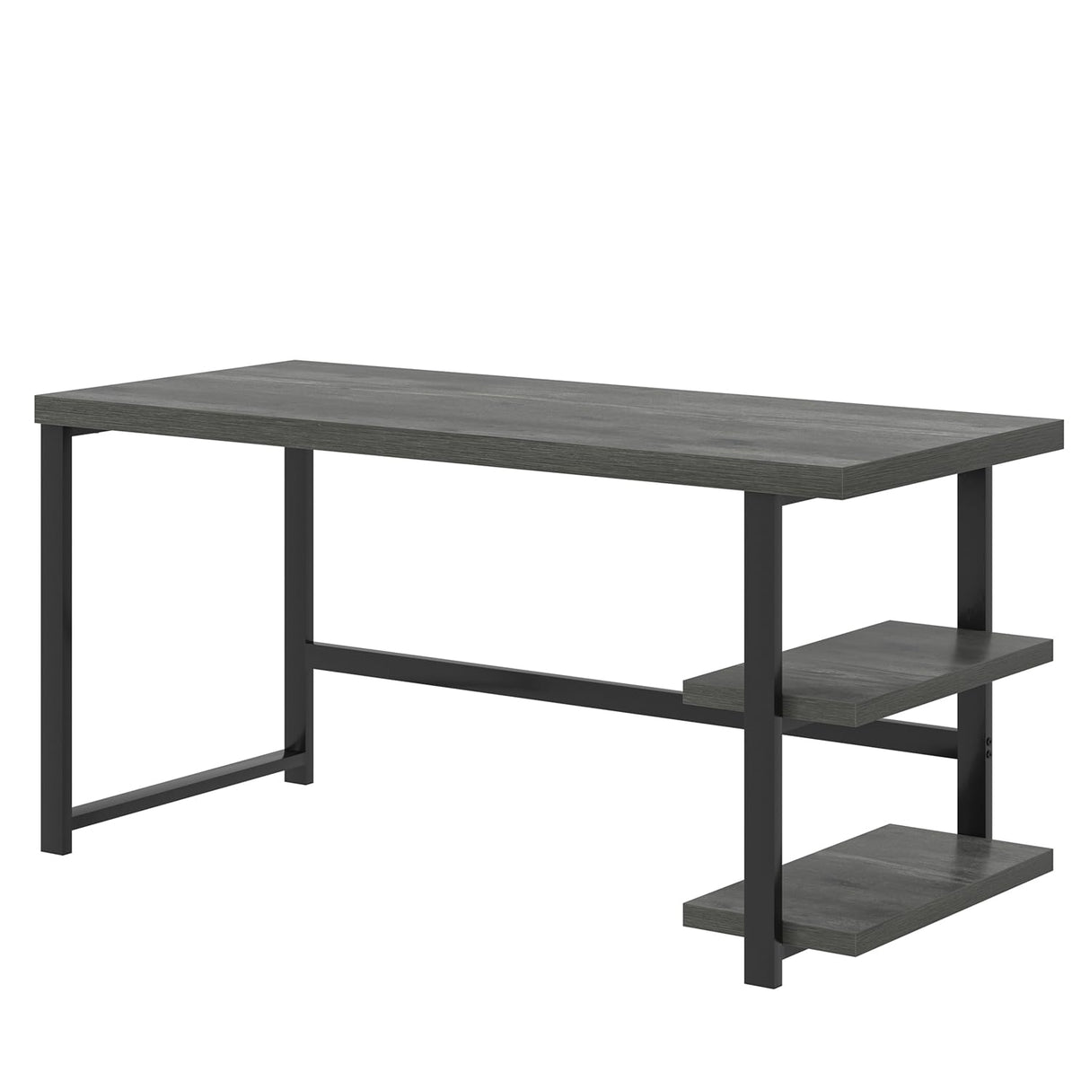 Industrial Computer Desk, Home Office Desk with Storage Shelves, Wood Study Writing