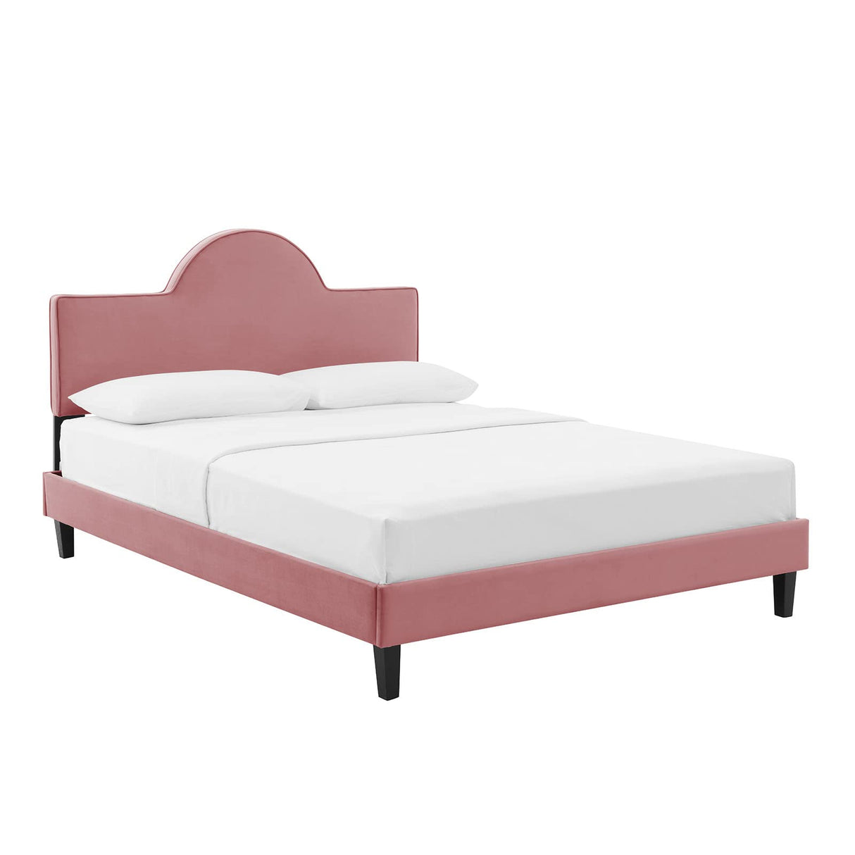 Performance Velvet Queen Bed in Dusty Rose Platform