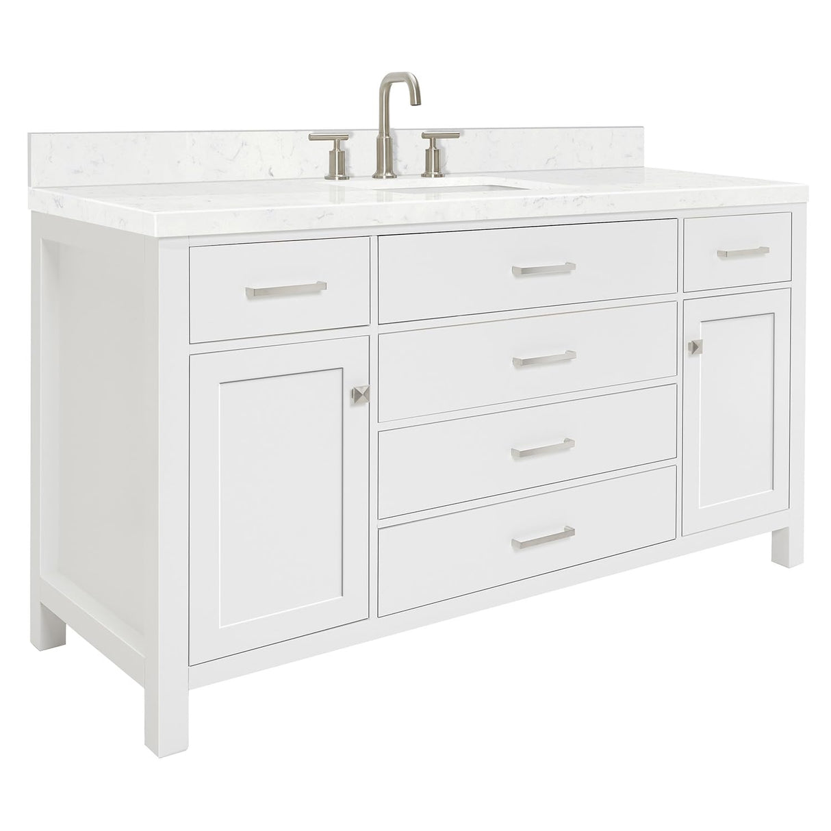 Bristol 60 in. Single Rectangle Sink Bathroom Vanity with Carrara White